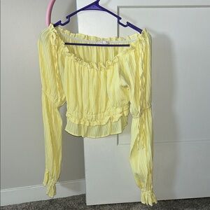 Altar'd State Light Yellow Ruffled Blouse